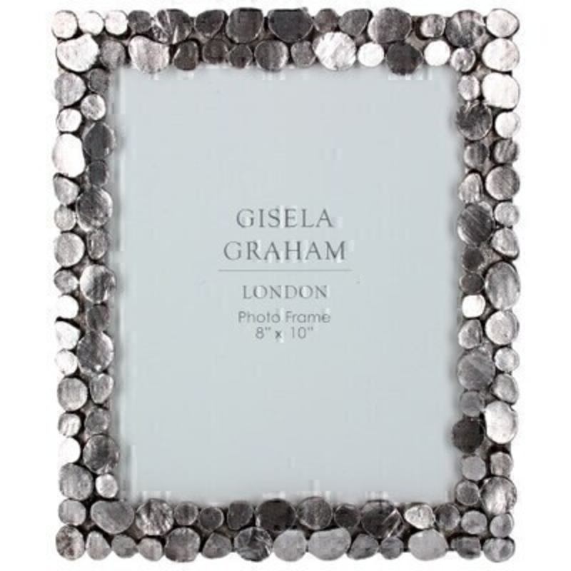 This large pewter picture frame features a pebble design and fits a 8 x 10 inch photo. Made by London based designer Gisela Graham who designs really beautiful gifts for your home and garden.  This pebble photo frame would suit any home decor and would make a lovely gift. Matching smaller photo frame also available.